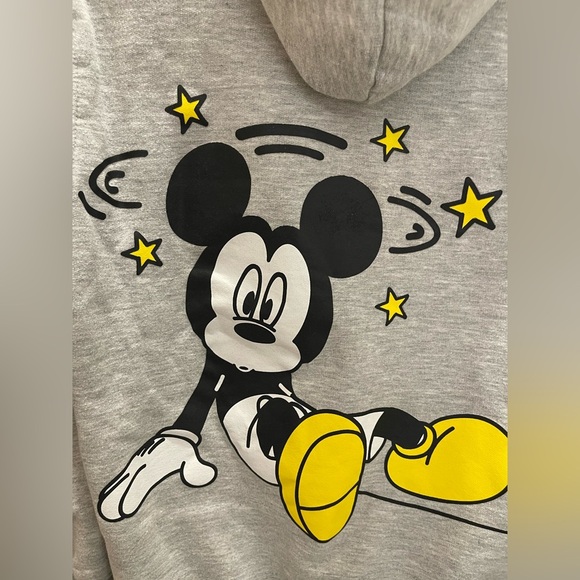 Disney Mickey Mouse Grey XS 0-2 Hoodie Sweatshirt Cotton Stars Lounge Wear Fall - Picture 6 of 9
